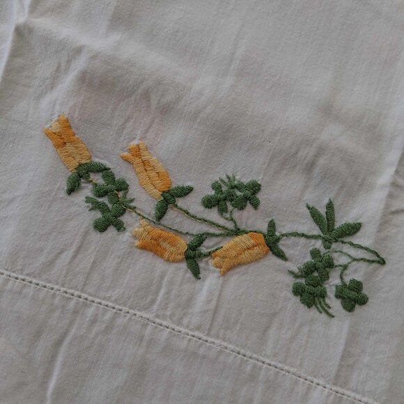 EMBROIDERED YELLOW ROSE PILLOW CASES-SET OF 2 - Picture 5 of 6
